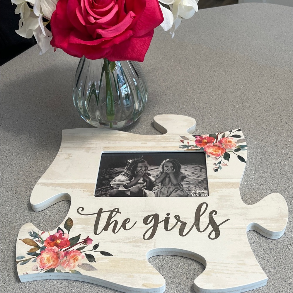 Floral Puzzle Piece Picture Frame